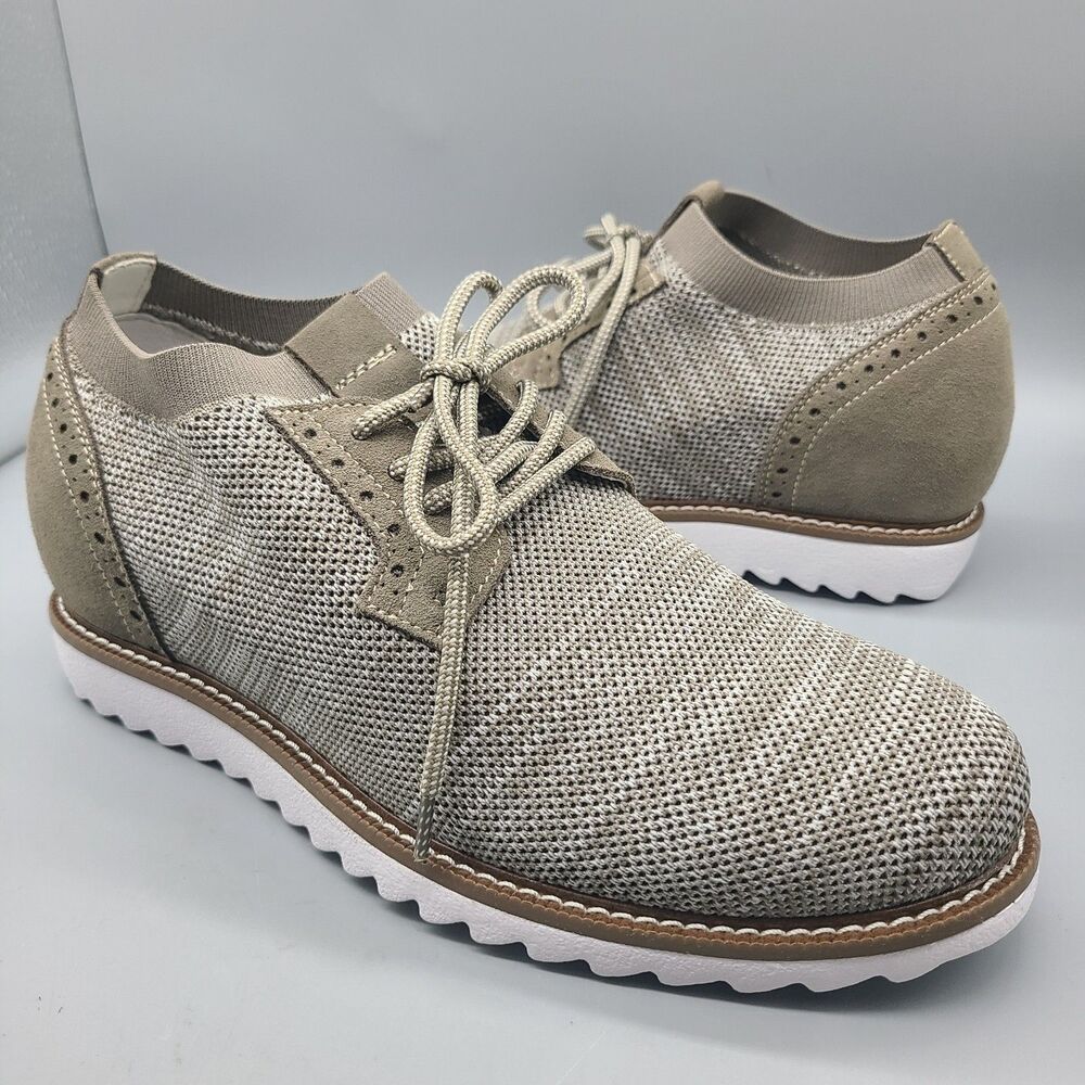 CALTO Mens Invisible Height Increasing Elevator Shoes Beige Lightweight sz 7 NEW